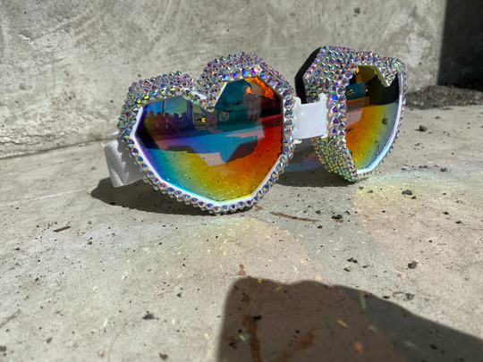 Iridescent Heart Shaped Goggles Goggles - Sunglasses -Accessories -Sunnies -Eyewear-Burning Man