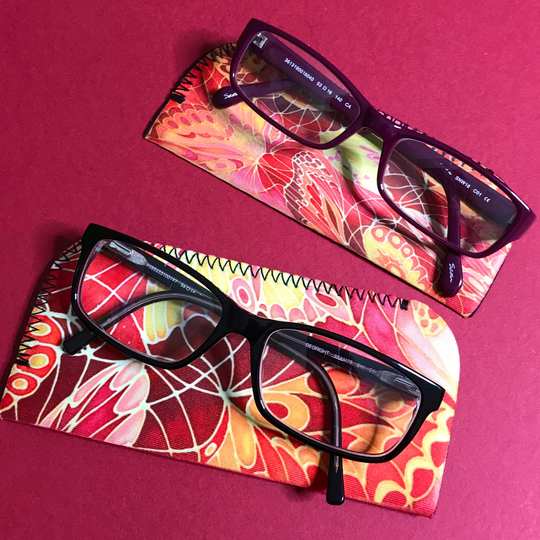 Soft Protective Pretty Red Spectacles Case - Butterfly Print Slip On Glasses Pouch Yellow Chocolate Small Portable Gift