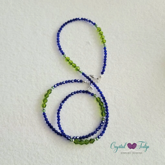 Beaded Mask Lanyard Blue & Lime Green Crystal Chain Keeper Holder Necklace Accessories
