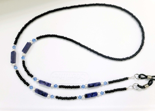 Shimmering Blue Genuine Lapis Crystal Eyeglass Chain Holder