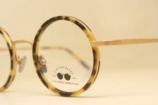 Gold Tortoise Round Retro Glasses Gandhi John Lennon Windsor Style Eyewear