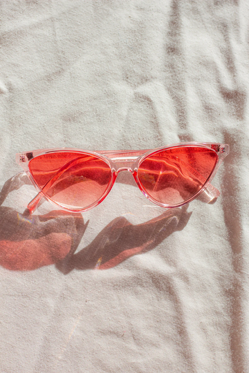 Transparent Pink Delicate Rim Cat Eye Sunglasses