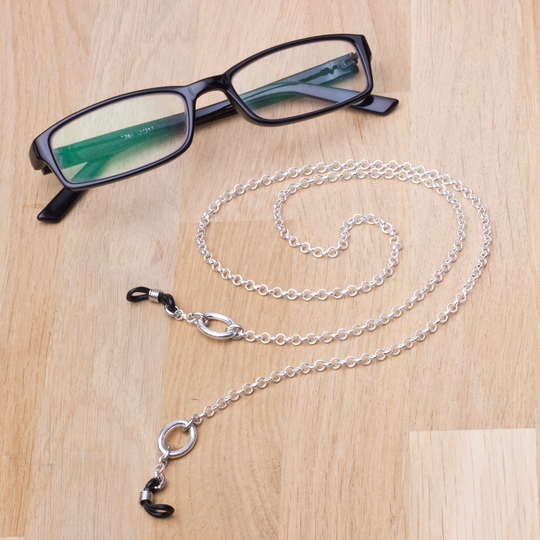 Mens Silver Eyeglass Chain - Belcher Oval Link Glasses Lanyard | Eyewear Neck Cord Gents Sunglasses Strap Eyeglasses Holder