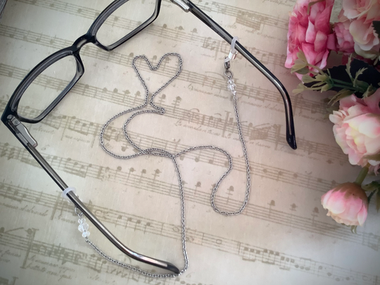 Stainless Steel Eyeglass Chains For Women Stylish - Clear Glass Crystals & Connectors Doubles As A Mask Chain Glasses