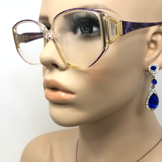 Vintage Boots Zinnia Eyeglasses Glasses Frame Purple Square Used Eyeglass Frames Retro