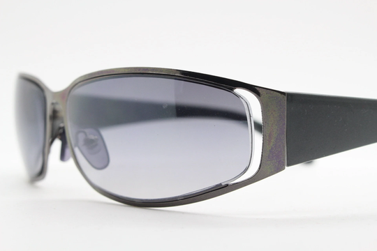 Y2K Vintage Wraparound Sunglasses. Low Profile Frame in Grey Chrome With Light Tone Graduated Lens. 2000's. 90S. Nos