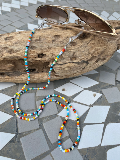 Multicoloured Rainbow Seed Bead Sunglasses/Glasses/Spectacles/Necklace/Lanyard Chain/Multi-Wrap Bracelet