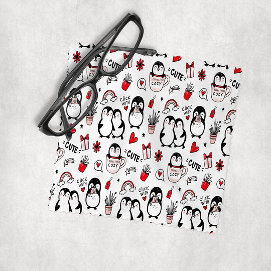 Cute Penguins - Microfiber Lens Cleaning Cloth For Eyeglasses, Cameras, Smartphones & All Screens