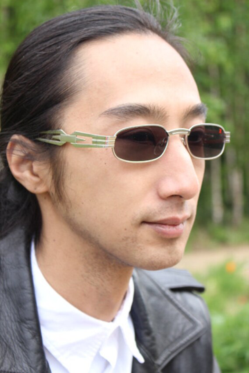 90S Vintage Sunglasses By Collection Privee Paris. Nos Made in France. Brushed Satin Silver Frame With Dynamic Arm Detail. Limited Edition