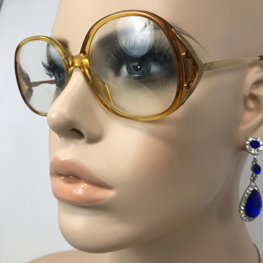 Vintage Vienna Line 1182 Eyeglasses Glasses Frame Amber Rounded Used Eyeglass Frames Retro