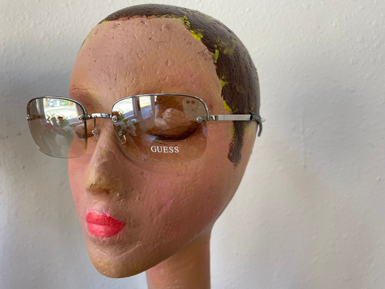 Guess Rimless Wire Framed Iridescent Sunglasses Vintage 1990S Boho Grunge Street Style