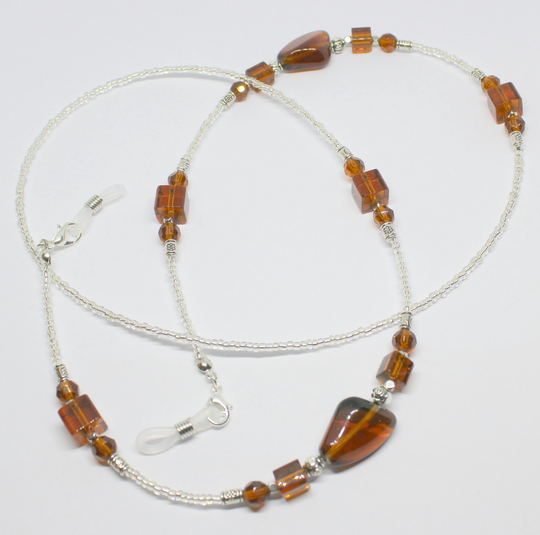 Brown Crystals Glasses Chain, Crystal Beads Sunglasses Holder, Beaded Eyeglasses Holder