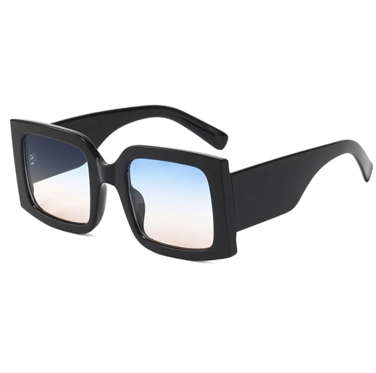 Jackie O Uv400 Sunglasses, Blue Lenses, Retro, Oversize, Square Shape