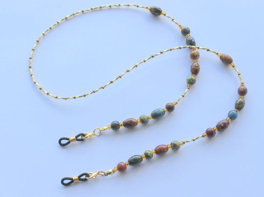 Scottish Agate Gemstone Glasses Chain, Sunglasses Holder, Vintage Chain