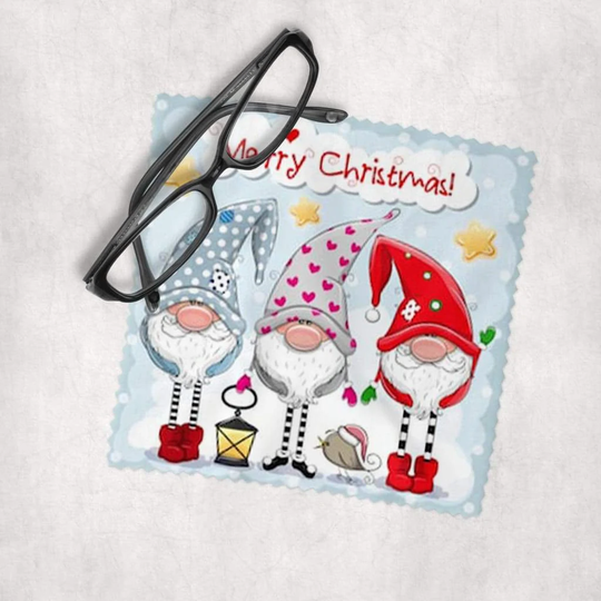 Christmas Gnomes #3 - Microfiber Lens Cleaning Cloth For Eyeglasses, Cameras, Smartphones & All Screens