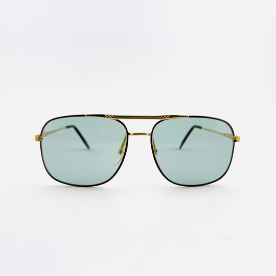 Vintage Deadstock 90S Oversized Gold Wire Aviator Pilot Sunglasses With Grey Lens