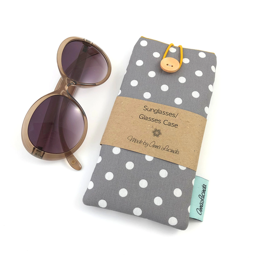 Soft Sunglasses Case, Fabric Eyeglasses Pouch, Polka Dot Design