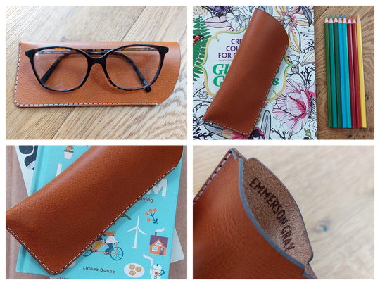 Leather Glasses Case/Sunglasses Case, 3 Sizes & 10 Stitch Colours To Choose From, UK Made