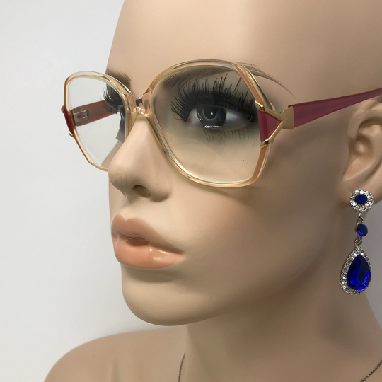 Vintage Gal 005 Eyeglasses Glasses Frame Clear Pink Square Used Eyeglass Frames Retro