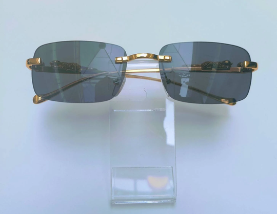 Frameless Square Gold Frame Black Lens Sunglasses