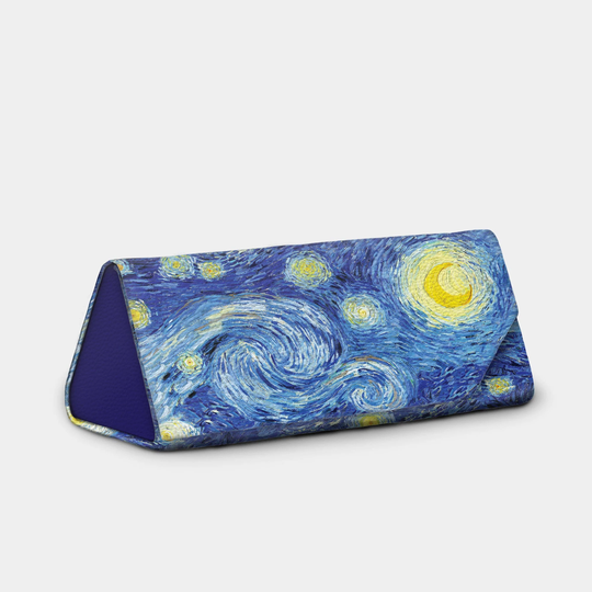 Van Gogh Starry Night Foldable Sunglass Case, Easy Fold Glasses Holder, Leather Grain Magnetic Clasp, Classic Art Sunglasses Eyeglass Holder
