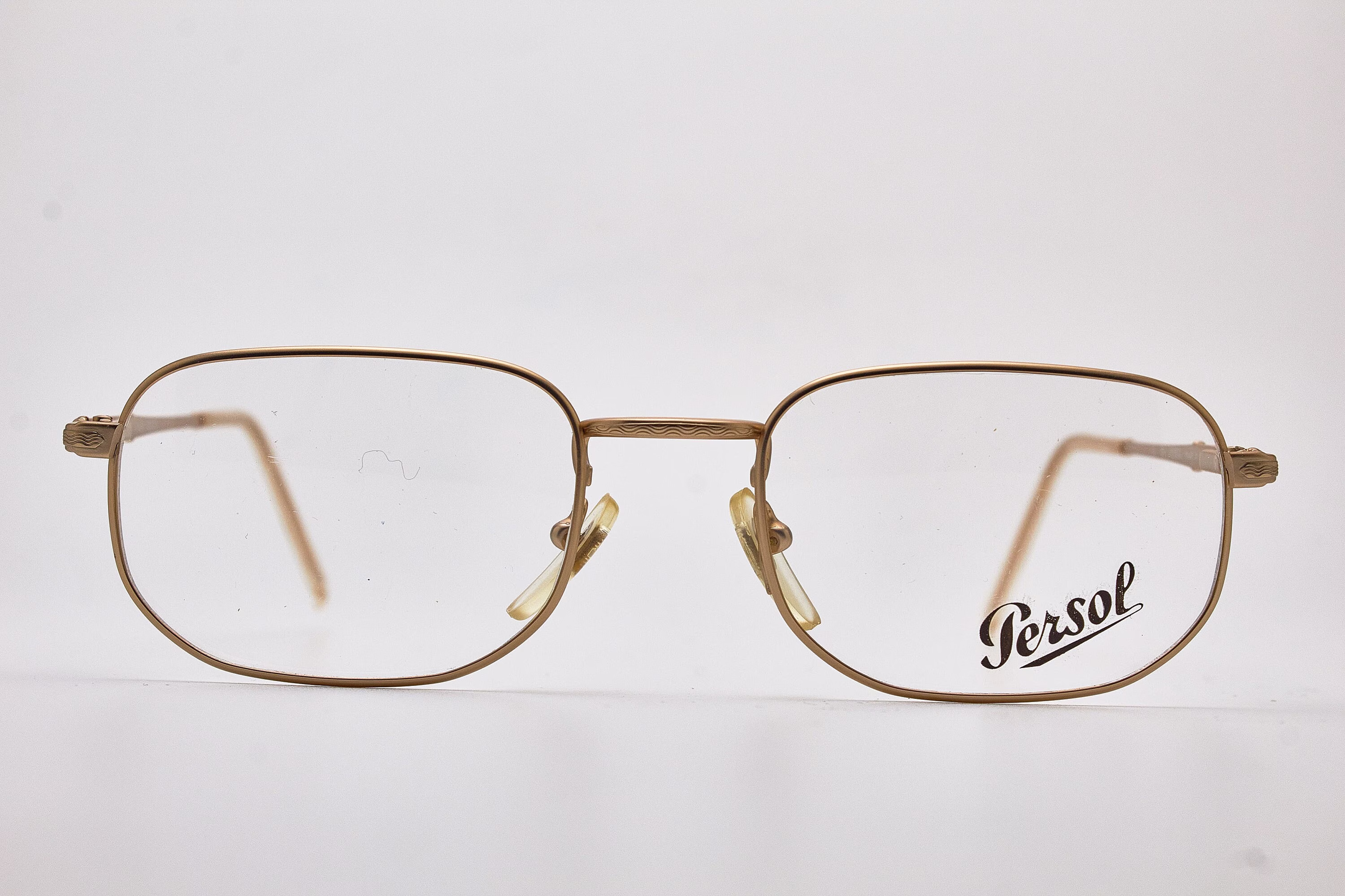 Vintage Metal Glasses Man Persol Ratti Maker 52-20 18K Gold Square Frame Eyewear Classic Italy Fashion