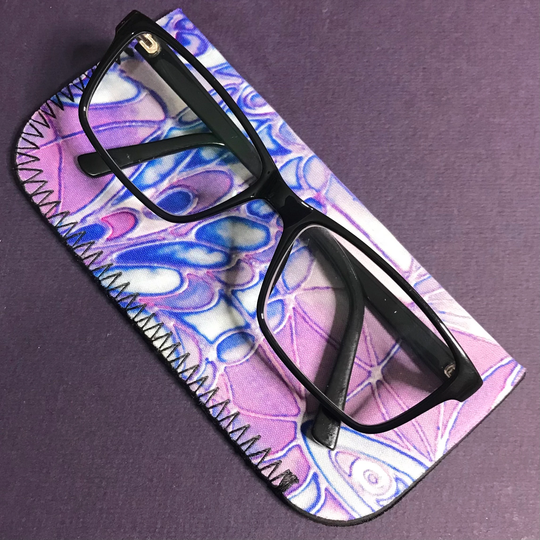 Butterfly Slip On Glasses Case - Dusky Purple Soft Washable Fabric Pouch Padded Protective Reading Cover Gift For Grandma Auntie