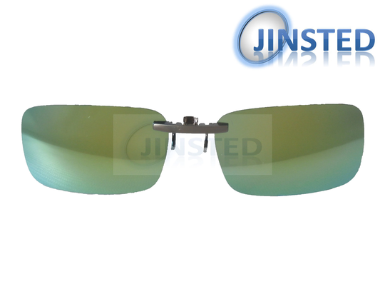Green Mirrored Reflective Clip On Sunglasses Uv400 Protection Acp010