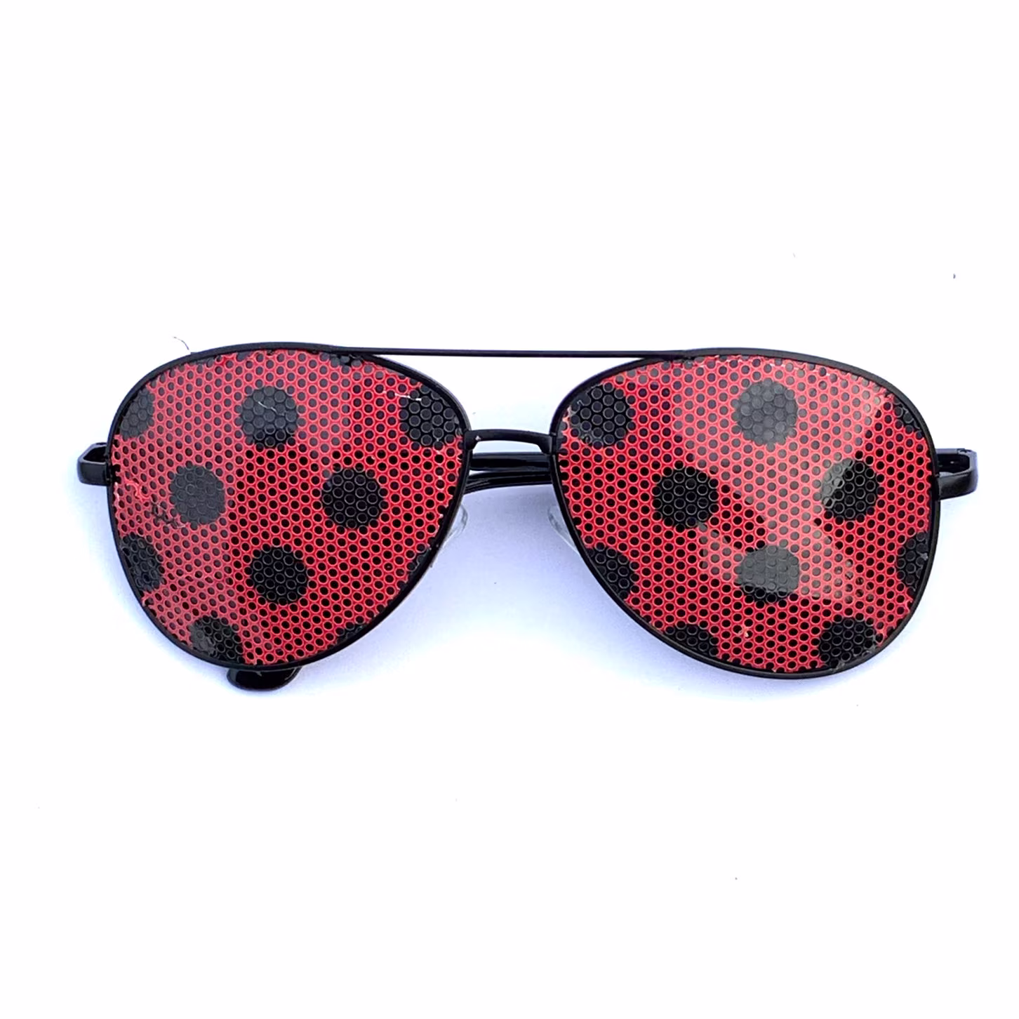 Ladybug Polkadot Black On Red Aviator Sunglasses, Multiple Styles Avaible