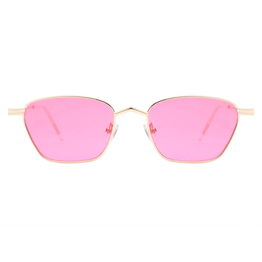 Retro Rectangle Metal Frame Square Tinted Lens Glasses 90S Vintage Fashion Designer Sunglasses