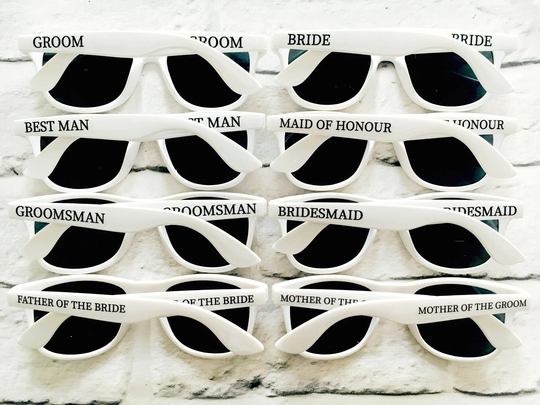 Personalised Wedding Sunglasses Favours Bride - Groom Bridesmaid Etc