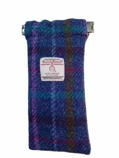 Harris Tweed Glasses Case in Purple Multi Check lb2109-Col51