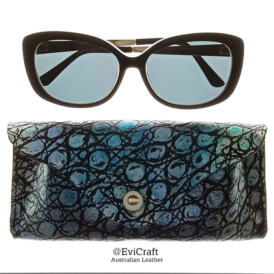 Unisex Leather Sunglasses Case, Glasses Pocket, Women Holder, Hand Sewn Genuine Leather Unique Ooak Gift