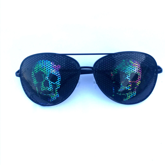 Colorful Skull Graphic Aviator Sunglasses
