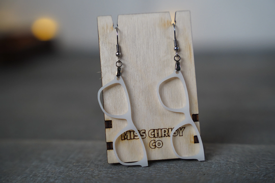 Eyeglass Earrings Acrylic White Optical Gift Free Shipping