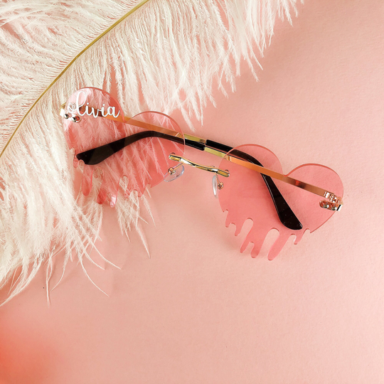 Custom Adult Heart Sunglasses | Personalized Bridesmaid Gift Bride Squad Embellished Vintage Cat Eye Bach Weekend Cool Mom