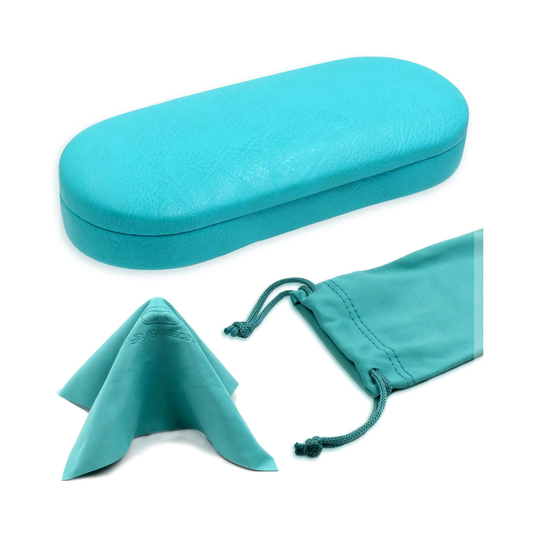 Myeyeglasscase Hard Glasses Case, Women Turquoise Eyeglass Case - Small Sunglasses Case Medium Frames With Pouch & Cloth | As166L Turquoise