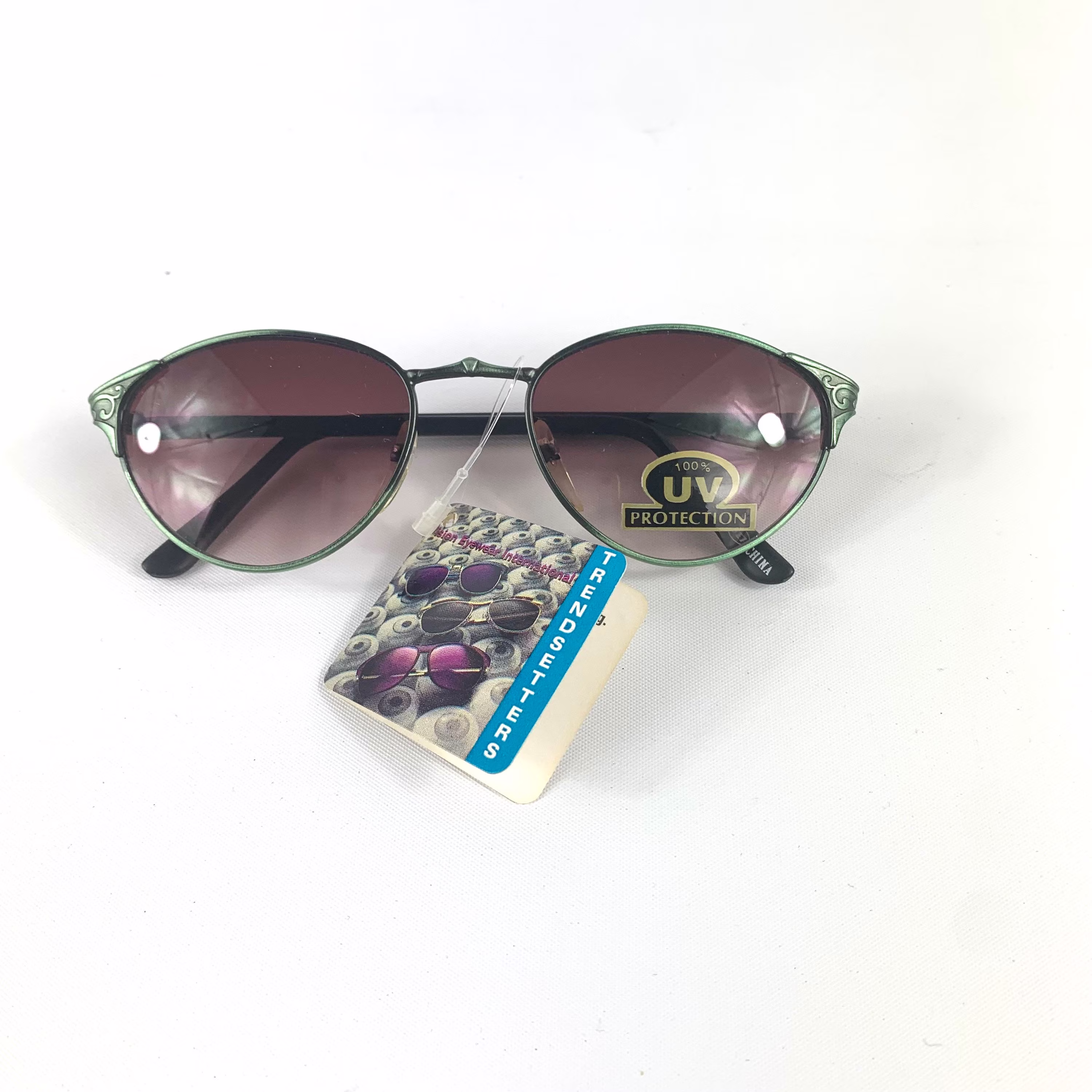 90S Vintage Light Green Wire Frame Sunglasses
