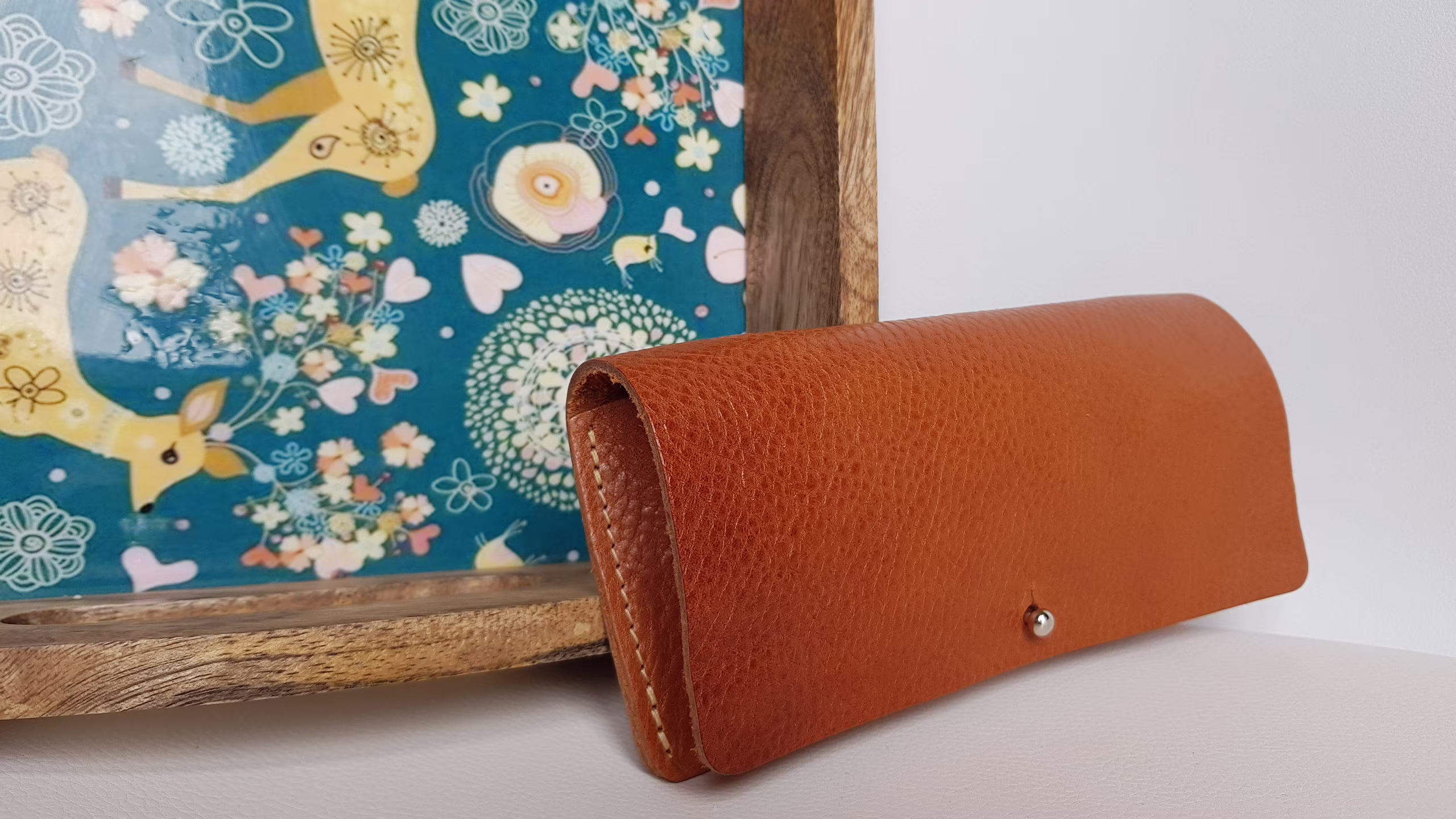 Tan Real Leather Glasses Case, Made in England