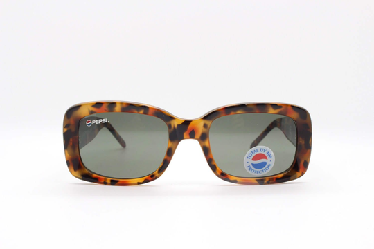 90S Vintage Sunglasses. Nos. Original Tortoise Rectangular Frame With Green Lens. 60's Style Design By Pepsi. Bnwt. Sonnenbrille. Lunettes
