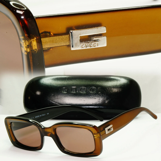 Gucci 1996 Sunglasses Brown Honey Vintage Square Unisex Gg 2407/N/S 4Nr Optyl