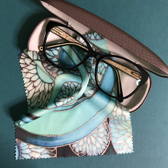 Contemporary Circles Glasses Cleaning Cloth - Teal Blue, Charcoal & Green Screen For Computer, Tablet Or Phone, Camera Lens