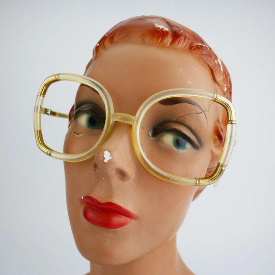 Vintage Ted Lapidus Clear Gold Oversized 1970 Paris France - Sunglasses Eyeglasses Plastic