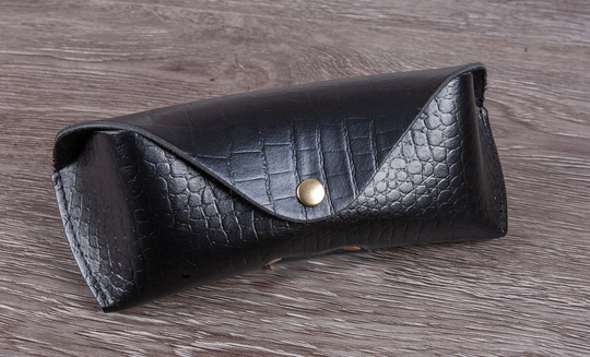 Leather Sunglasses Case, Hard Case , Glasses Pouch Reading Croc Print