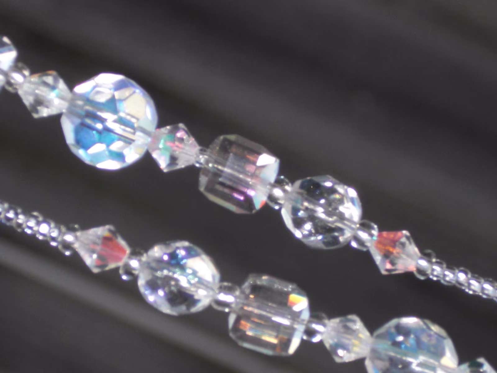 Eyeglass Chain Crystal Clear With Faceted Glass Accents