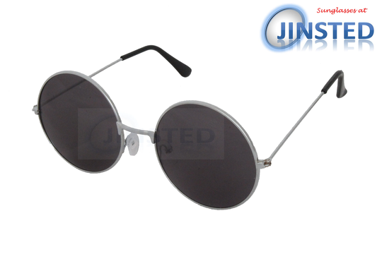Black Teashades Sunglasses With Silver Round Frame Uv400 Protection Sp017