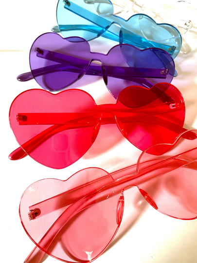 Heart Sunglasses | Rimless Glasses 16Th 21st 30Th 40 Birthday Party Favors 90S Theme Beach Bachelorette Sunglasses