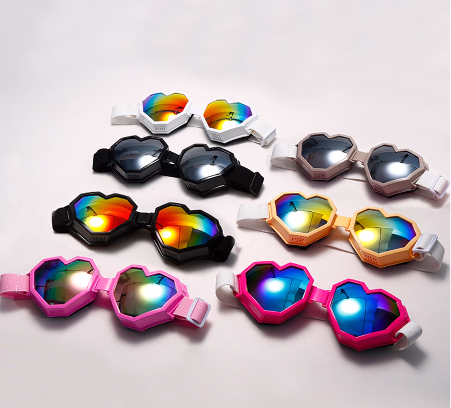 Heart Goggles Cute Y2K 90S Sunglasses - Pink Blue Gift Accessories Frameless Retro Rave