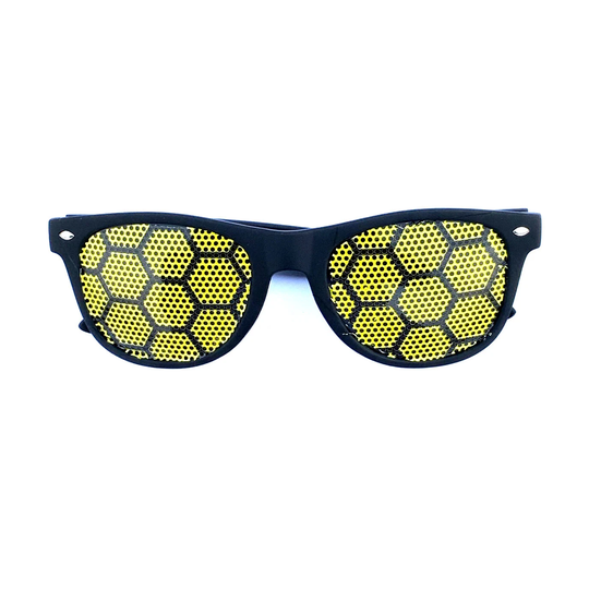 Black & Yellow Hexagonal Honeycomb Geomtric Graphic Wayfarer Sunglasses