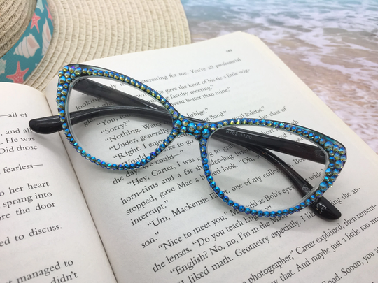 Crystal Cat Eye Bling Reading Glasses 1.0 Cateye Readers +1.0 Eyeglasses Mermaid